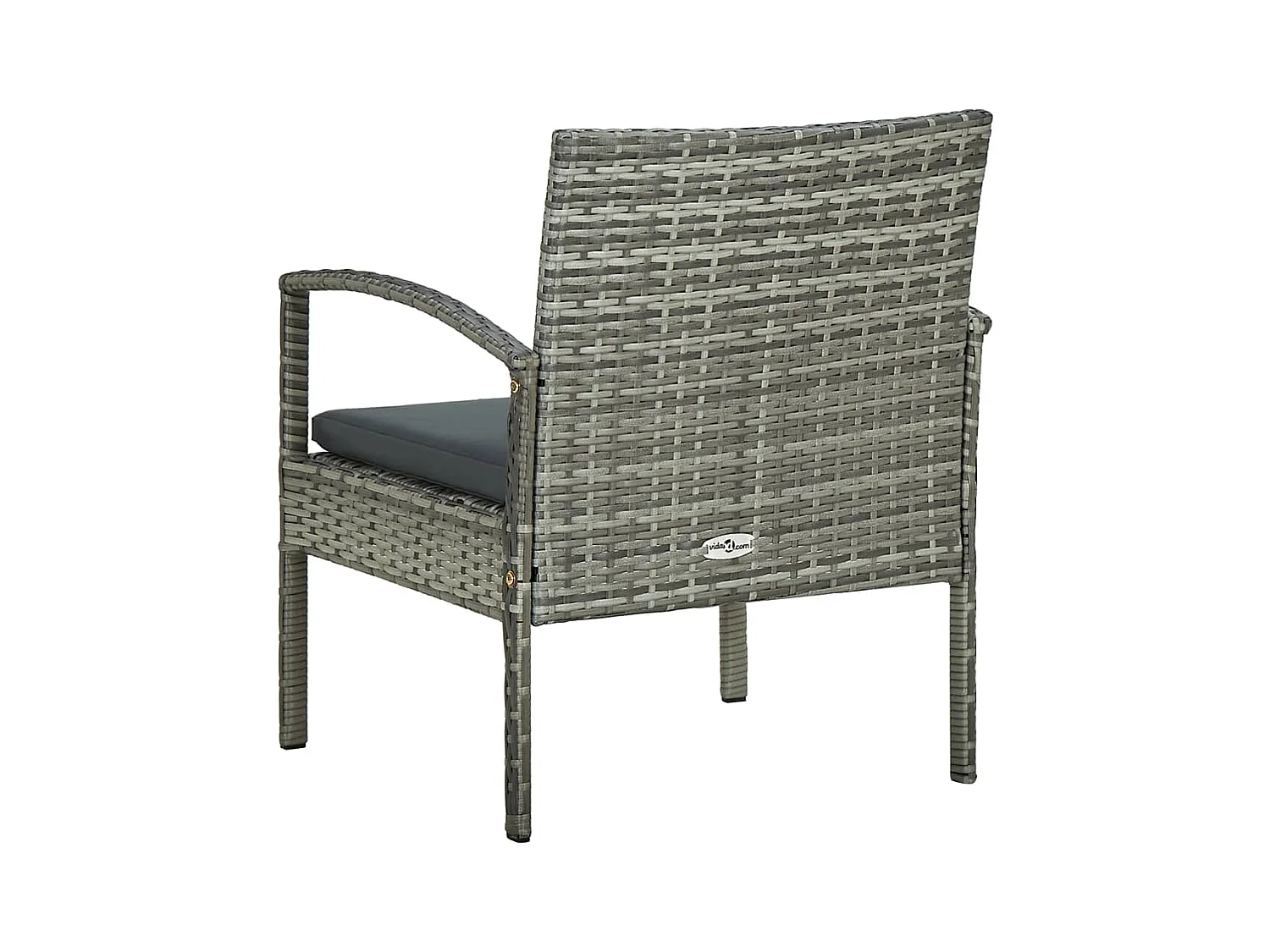 Silla de jardín con cojín de resina tejida gris