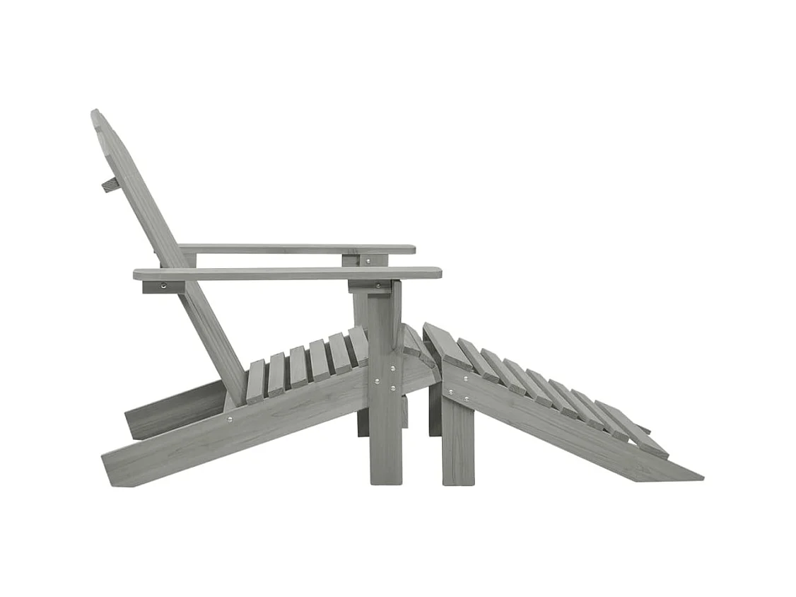 Sedia da giardino con pouf in legno grigio