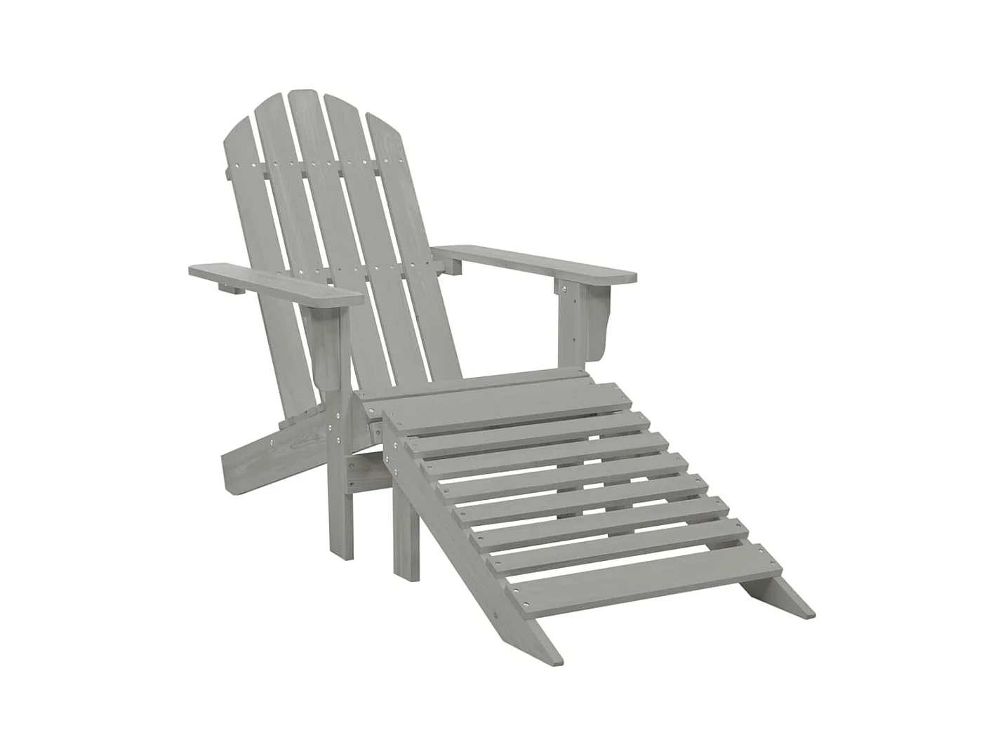 Chaise de jardin avec pouf Bois Gris