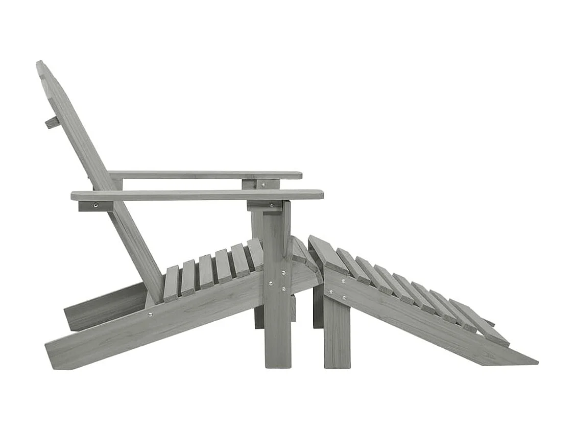 Chaise de jardin avec pouf Bois Gris