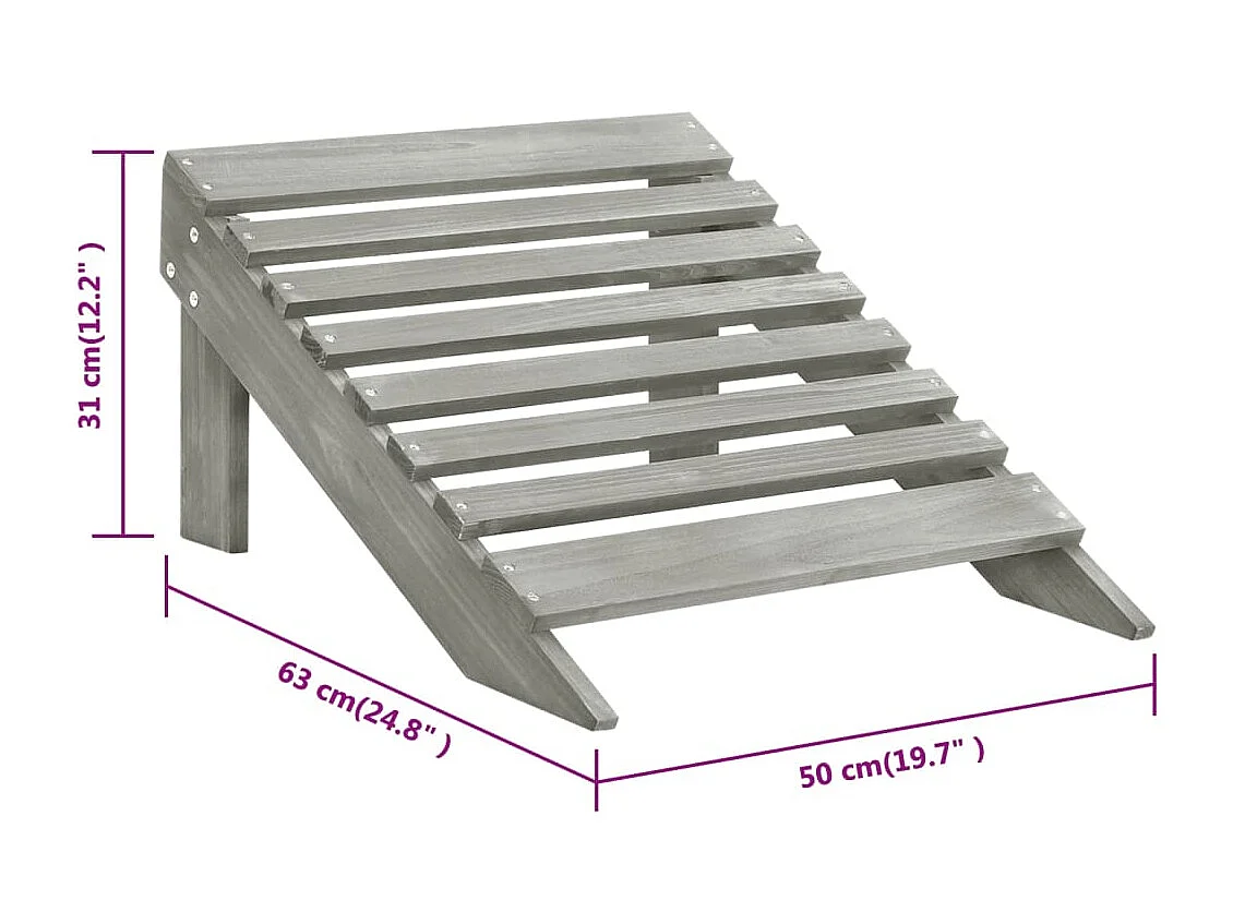 Chaise de jardin avec pouf Bois Gris