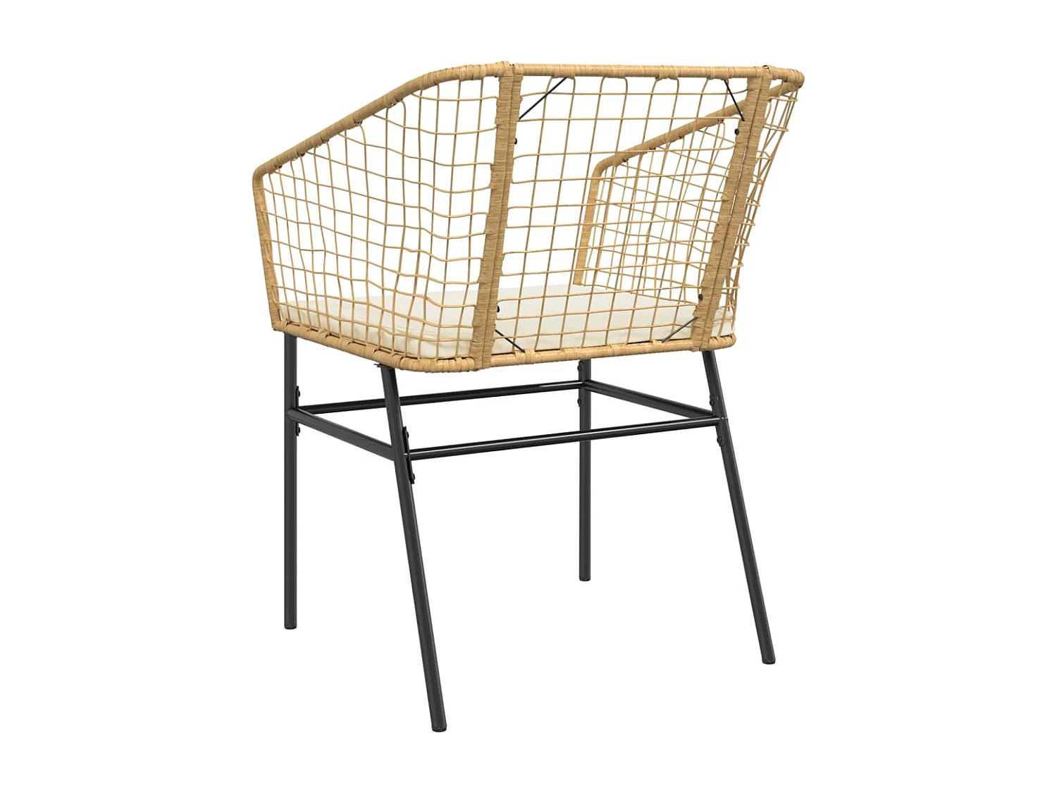 Set mit 2 Gartenstühlen und braunen Rattankissen