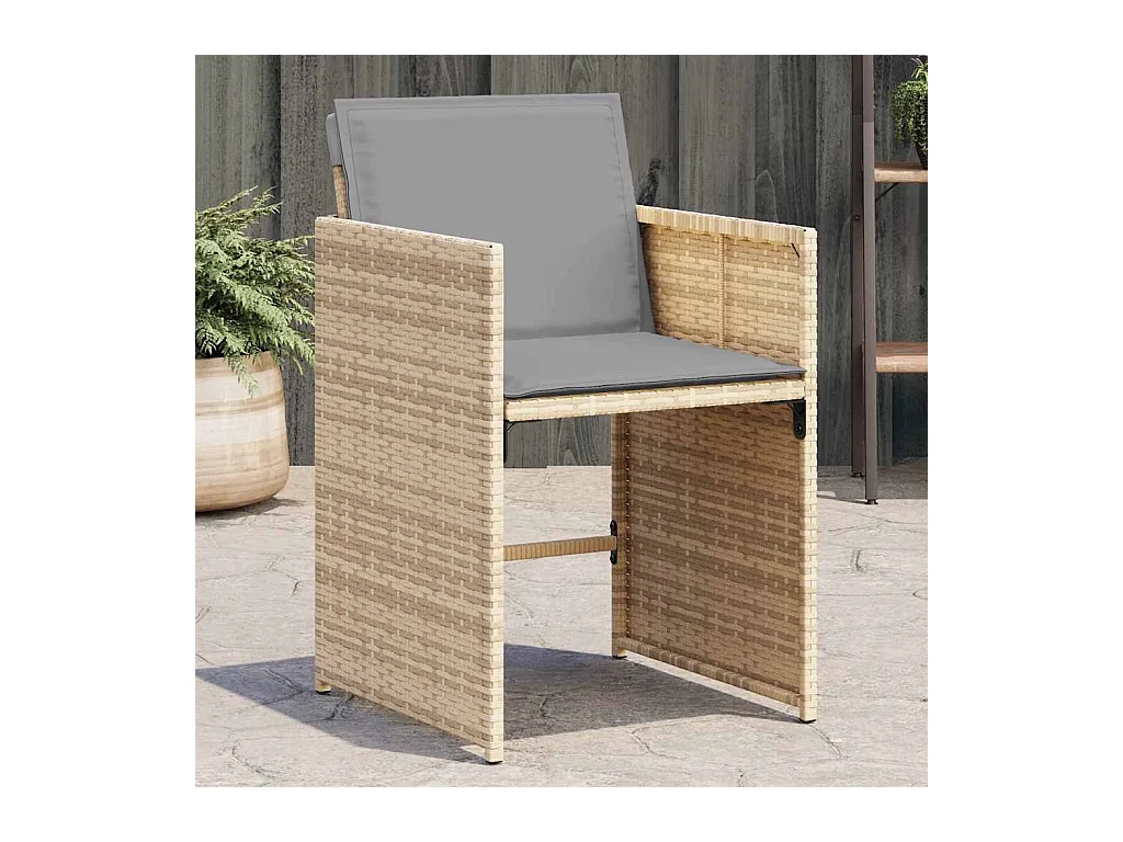 Set di 4 sedie da giardino con cuscini, mix beige