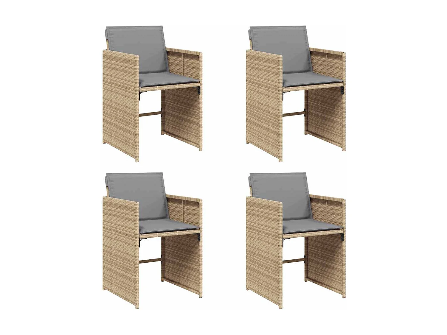 Chaises de jardin avec coussins lot de 4 mélange beige