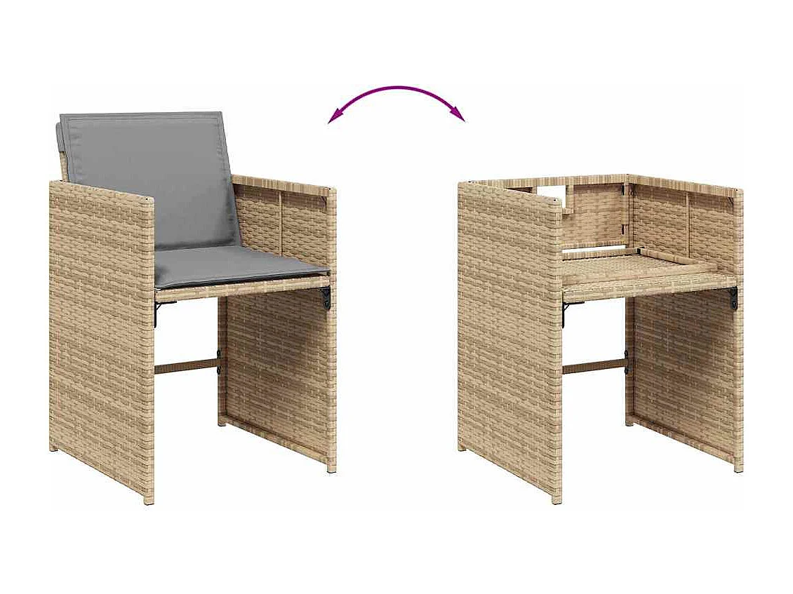 Chaises de jardin avec coussins lot de 4 mélange beige