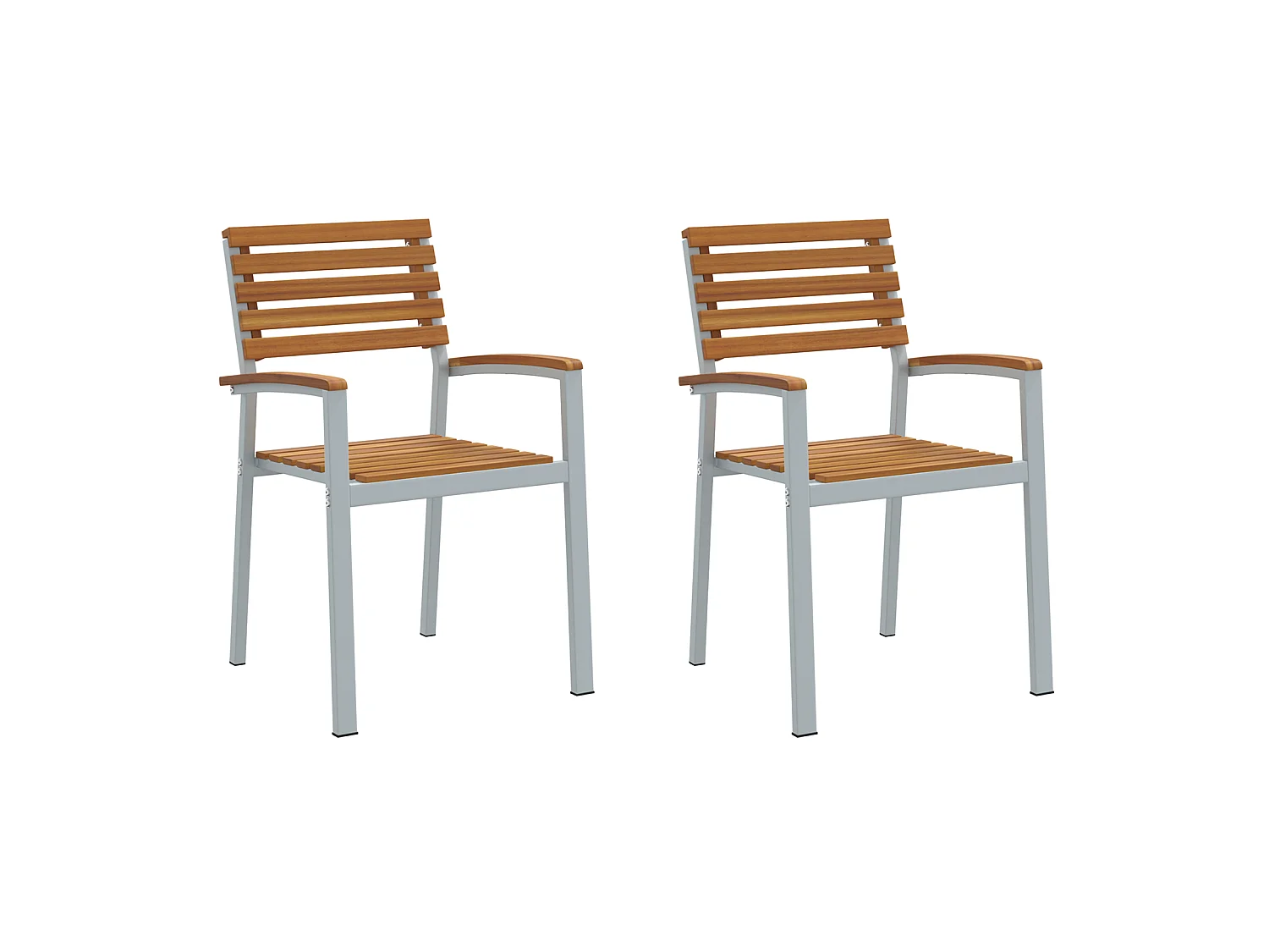 sedie da giardino in legno di acacia grigio e acciaio