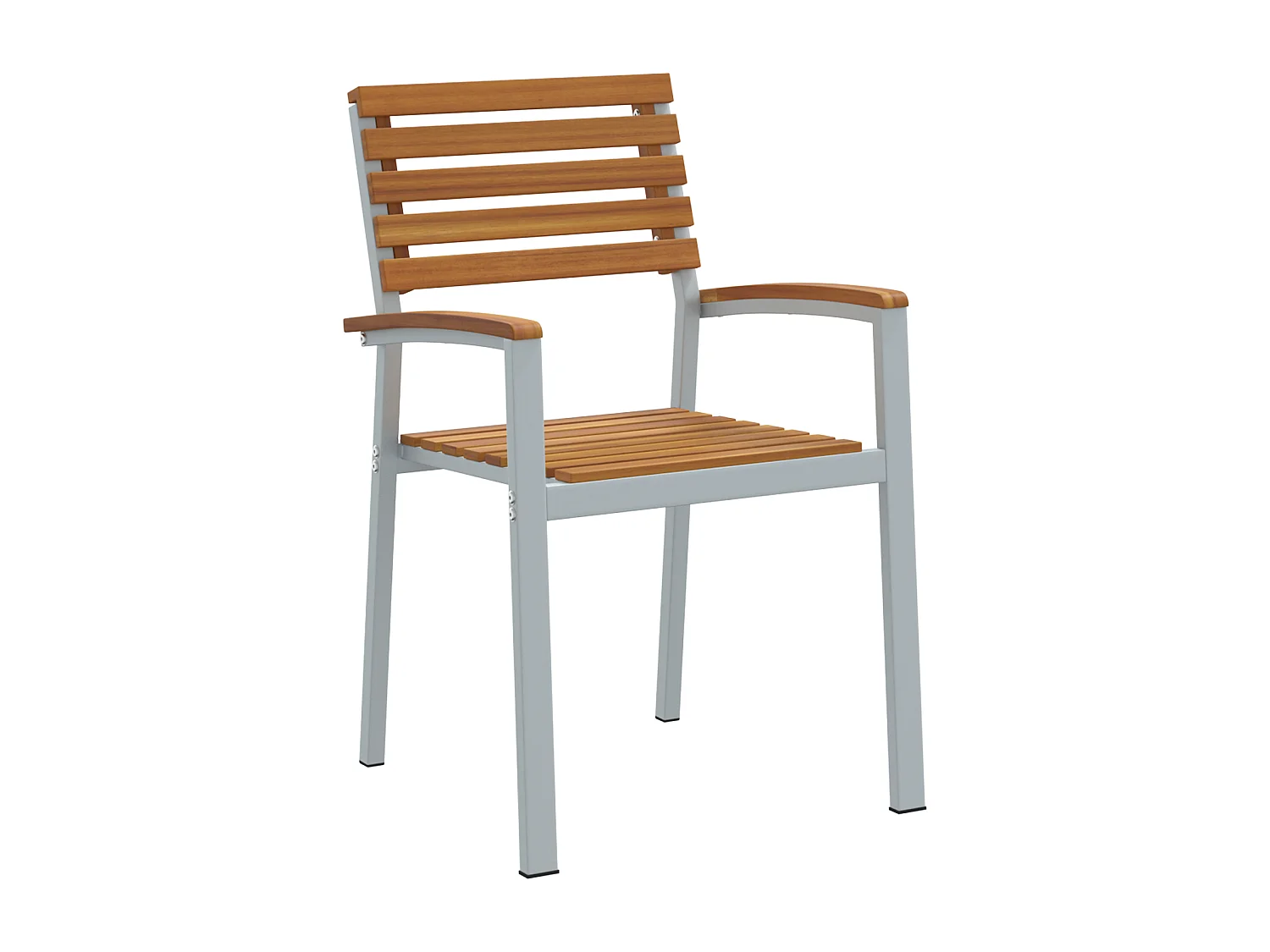 Chaises de jardin 2 pcs Grises en bois d'acacia et en acier