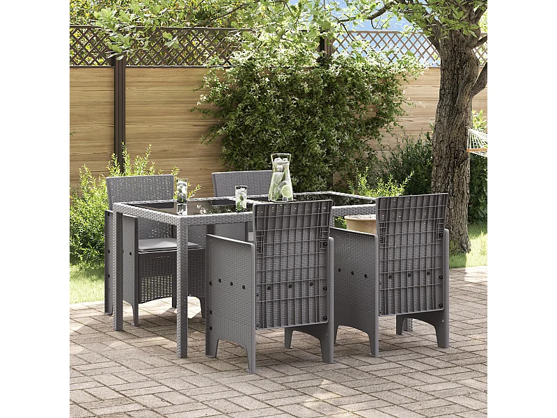 Chaises de jardin avec coussins 4 pcs gris clair poly rattan