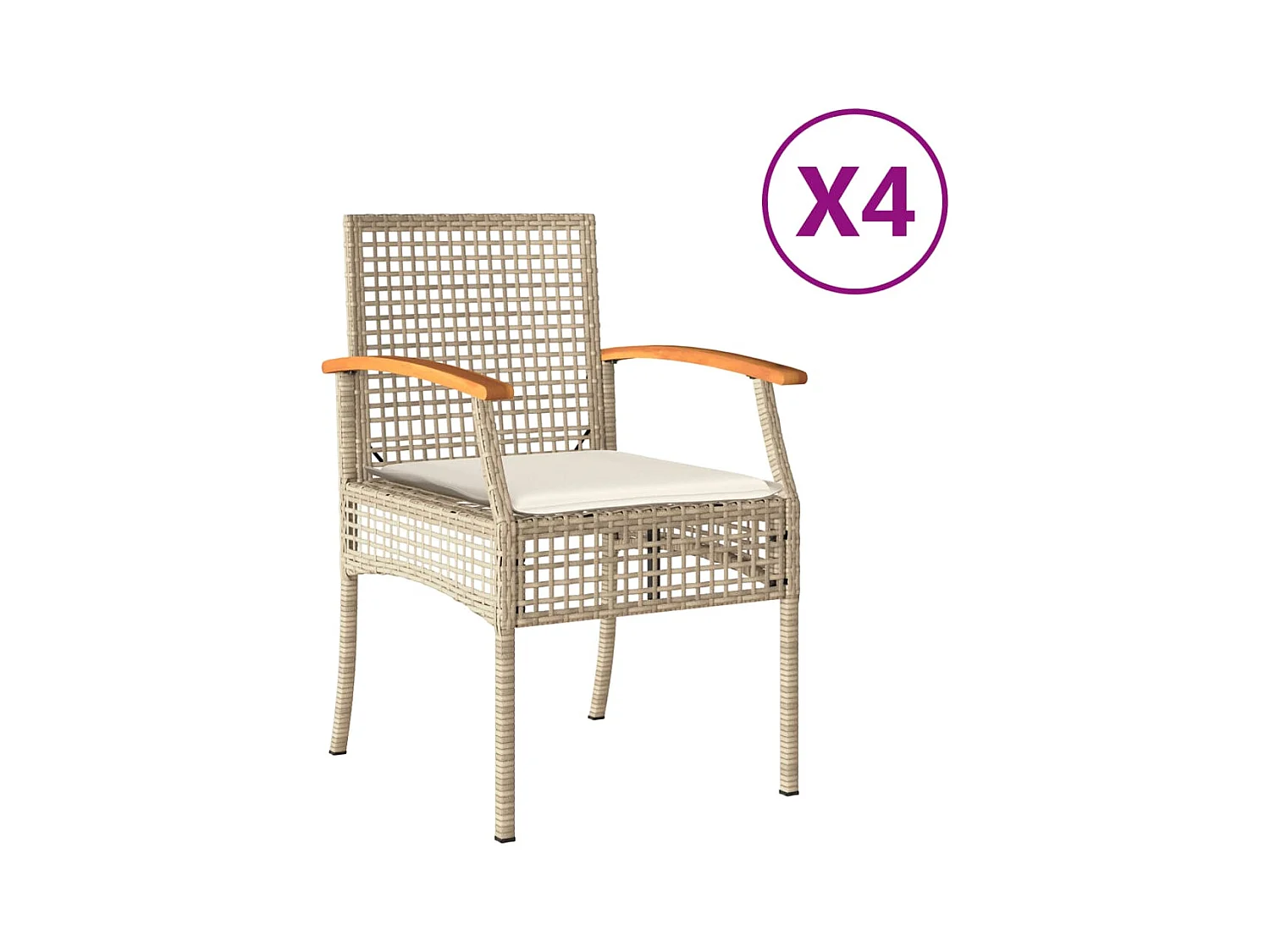 Tuinstoelen kussens set van 4 beige hars riet acacia