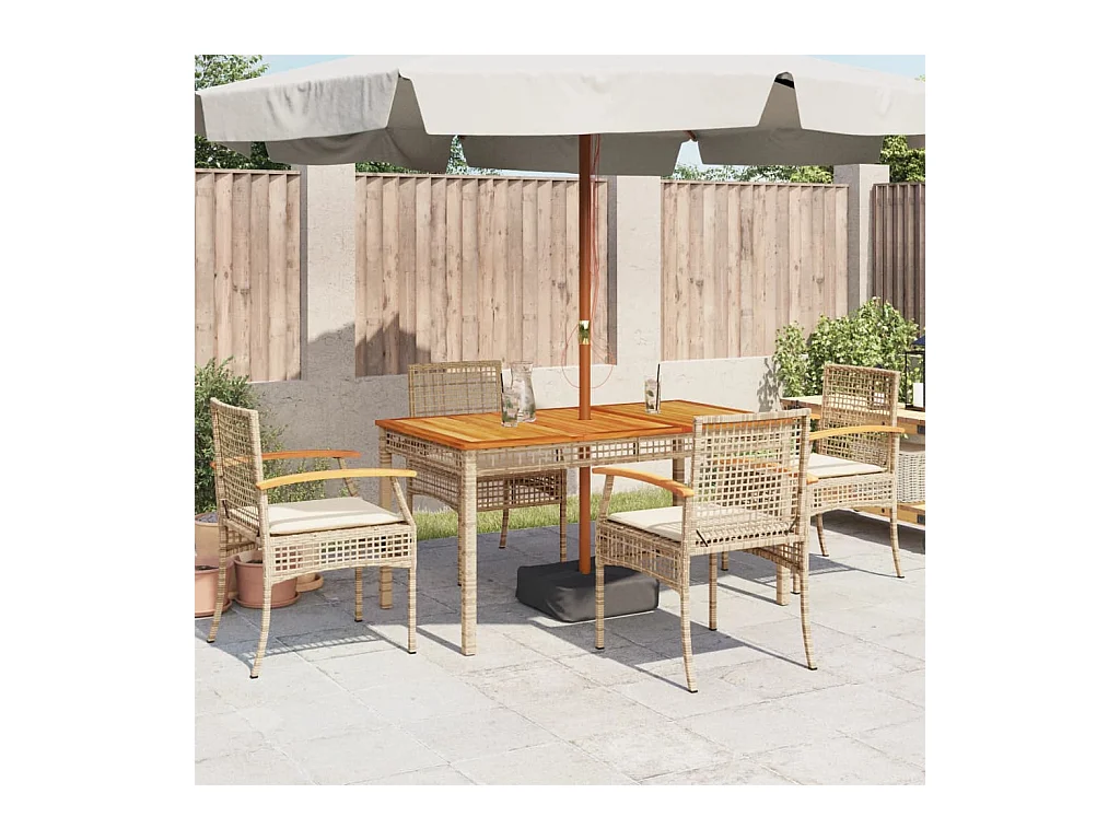 Tuinstoelen kussens set van 4 beige hars riet acacia