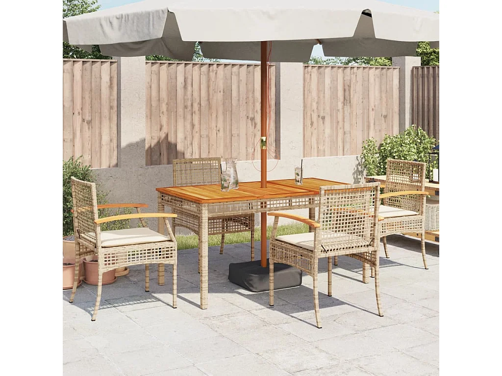 Chaises de jardin coussins lot de 4 beige résine tressée acacia