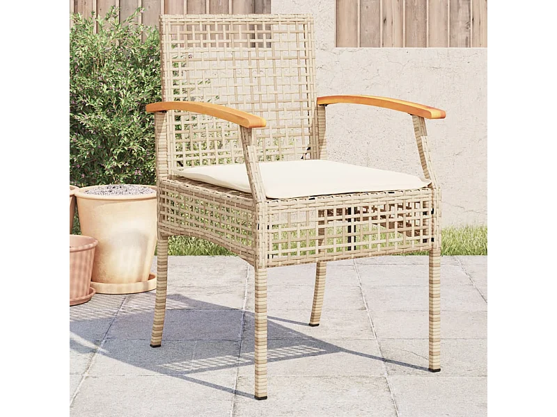 Chaises de jardin coussins lot de 4 beige résine tressée acacia