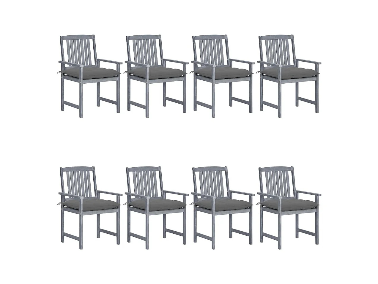 Chaises de jardin et coussins lot de 8 Bois acacia solide Gris