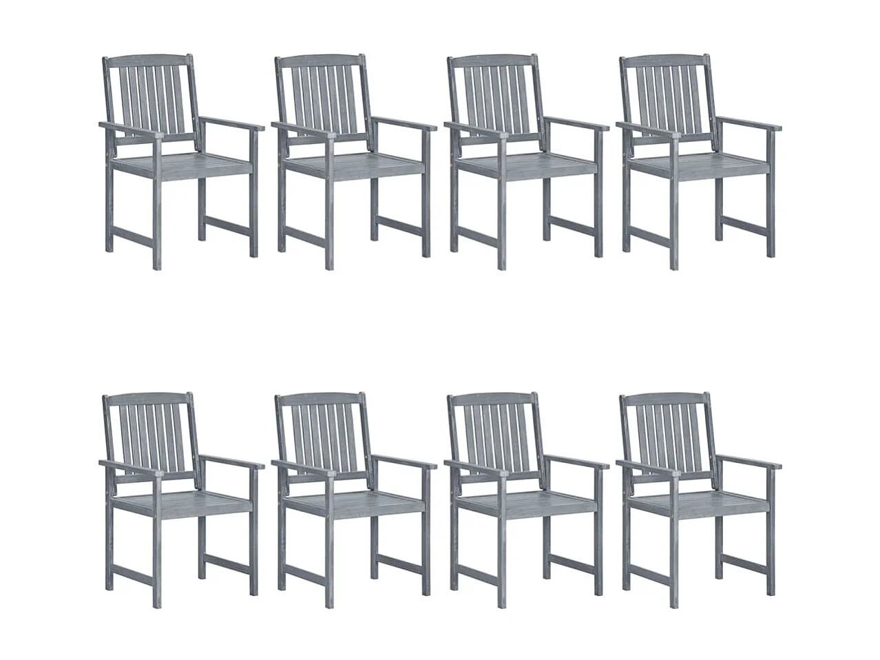 Chaises de jardin et coussins lot de 8 Bois acacia solide Gris