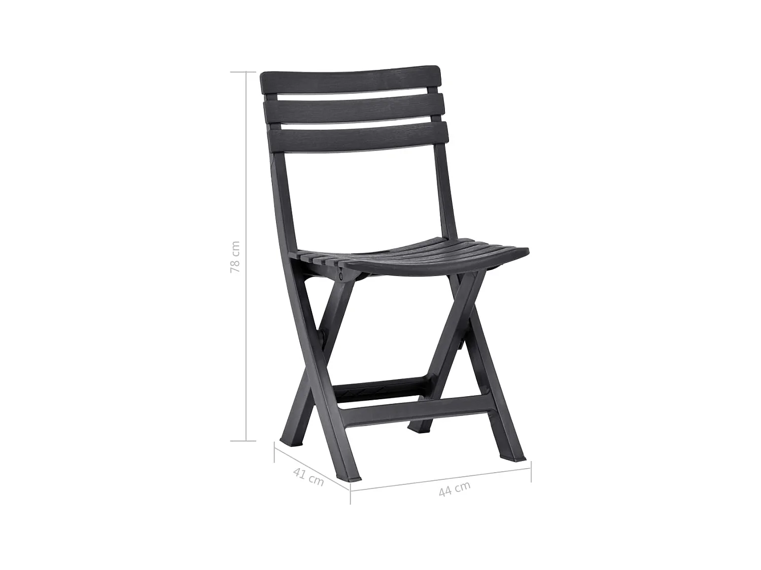 Set di 2 sedie pieghevoli da giardino in plastica antracite