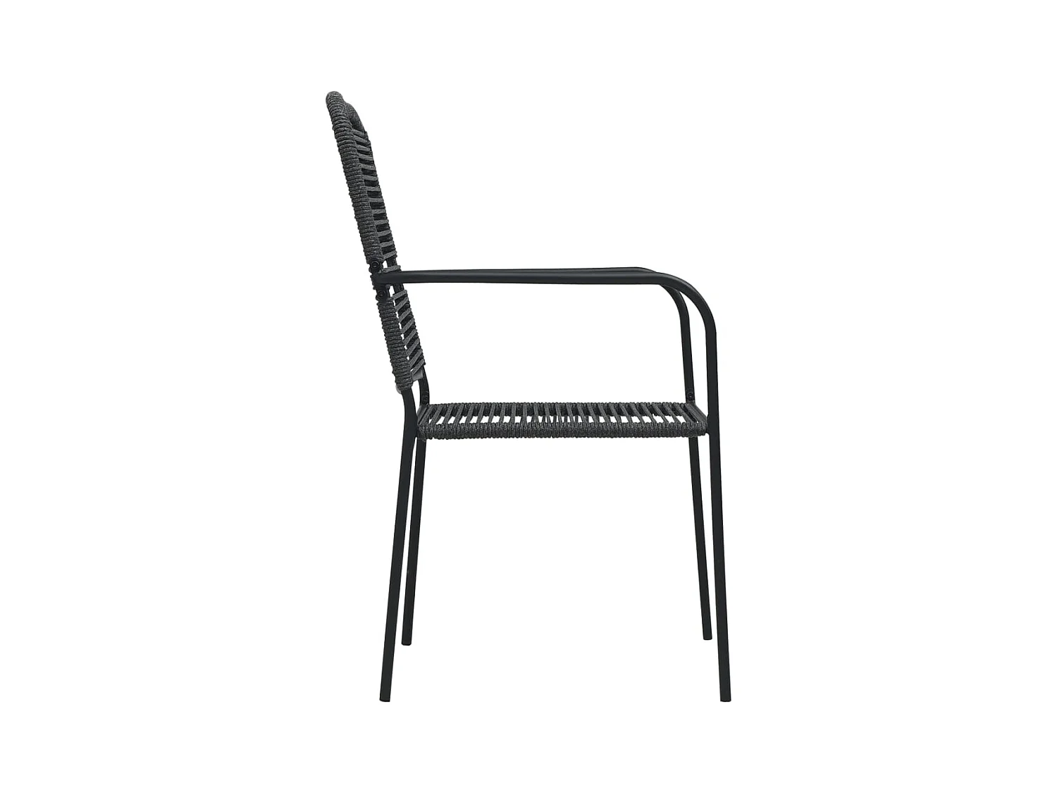 Tuinstoelen set van 2 Katoenen touw en staal Zwart