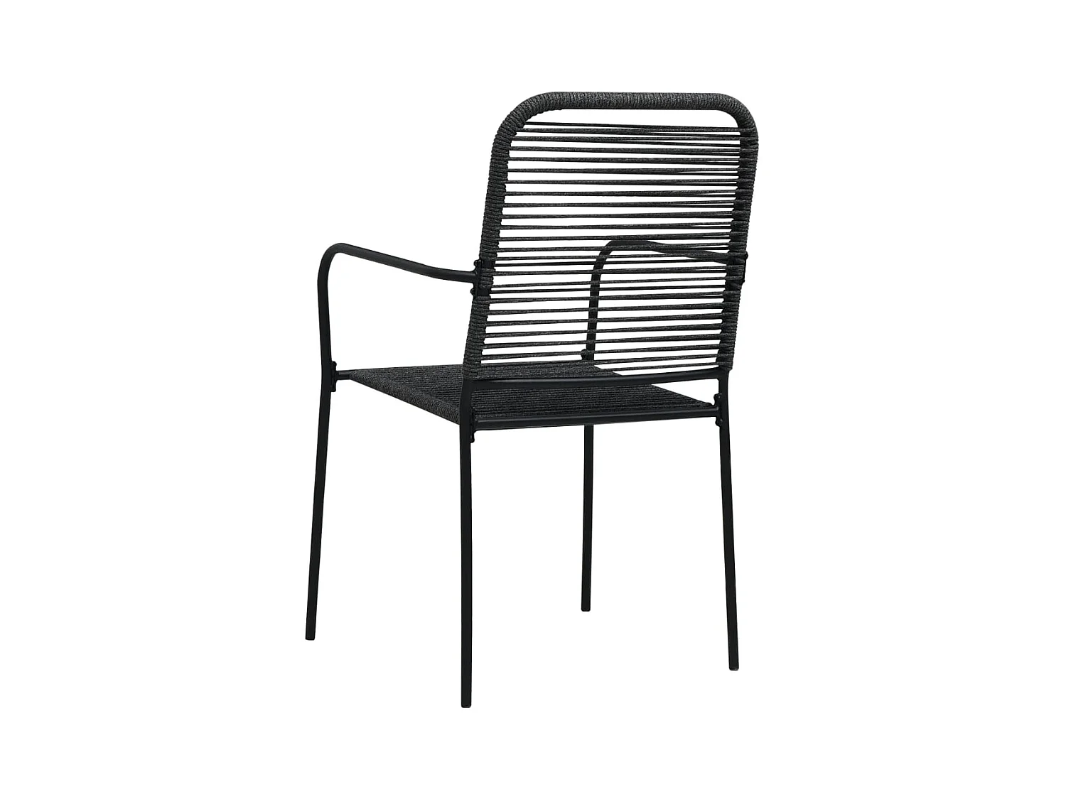 Tuinstoelen set van 2 Katoenen touw en staal Zwart