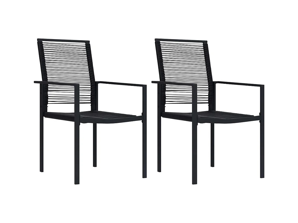 Chaises de jardin lot de 2 Rotin PVC Noir