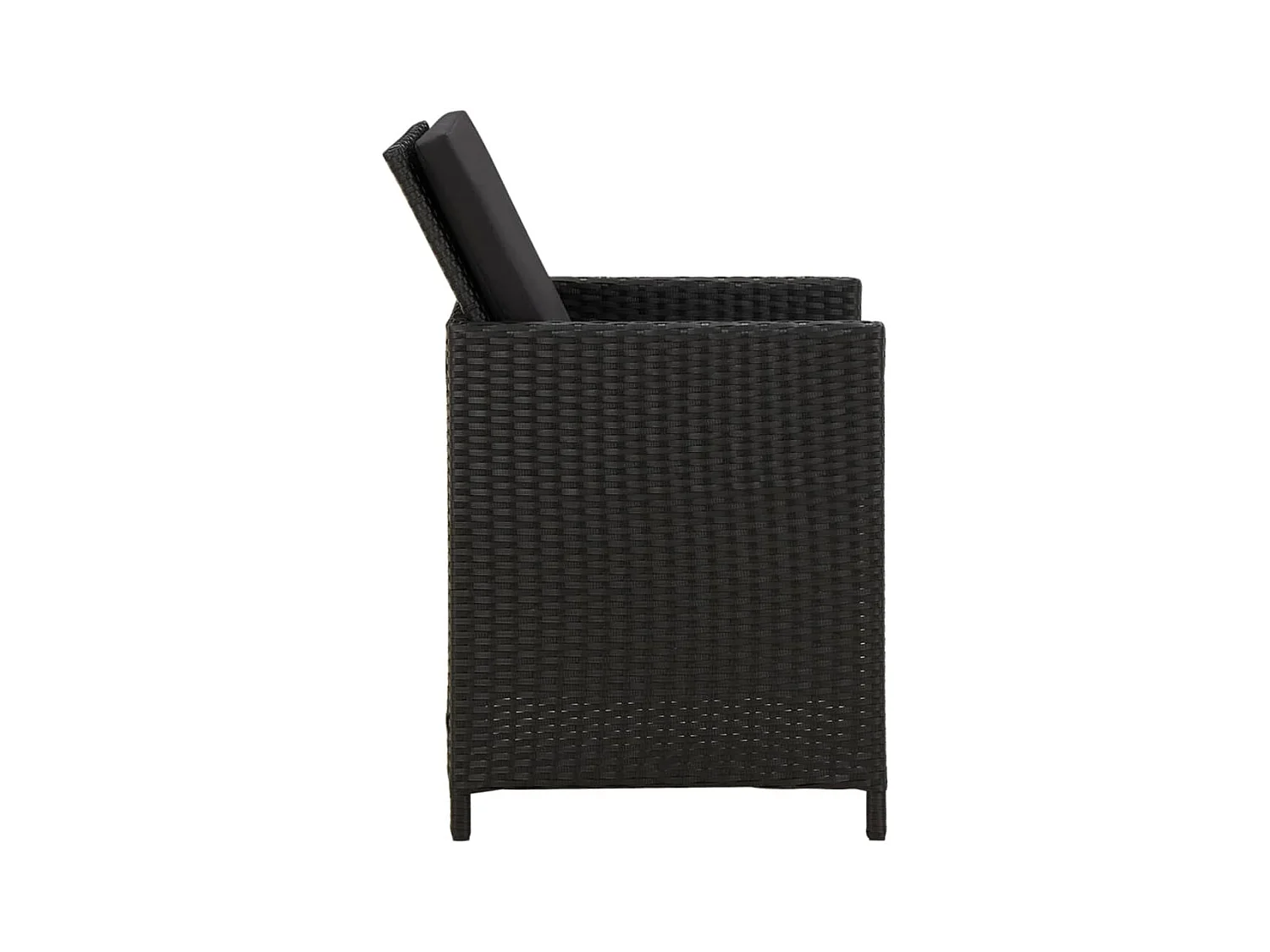 Juego de 4 sillas de jardín con cojines de resina tejida negra