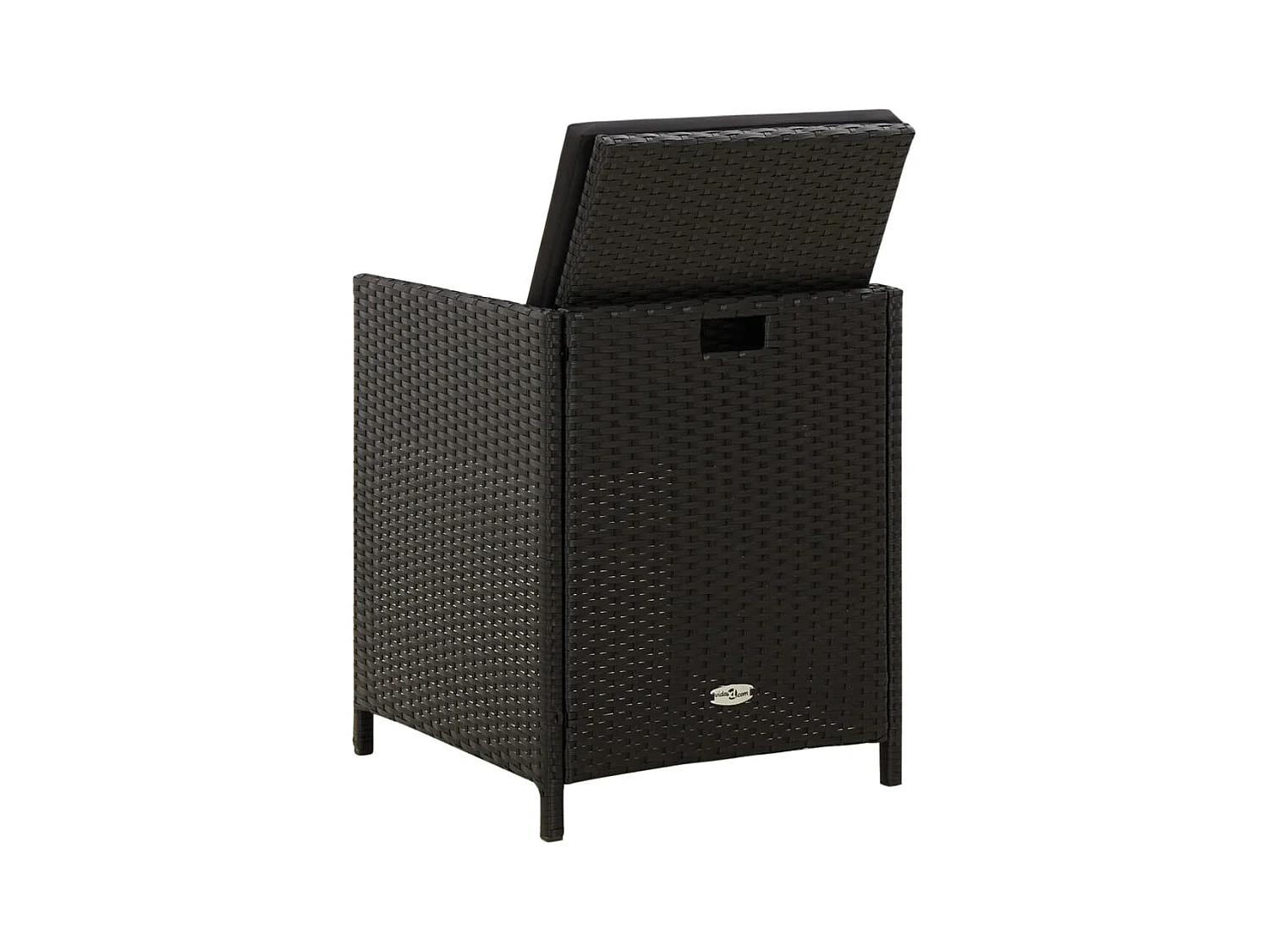 Juego de 4 sillas de jardín con cojines de resina tejida negra