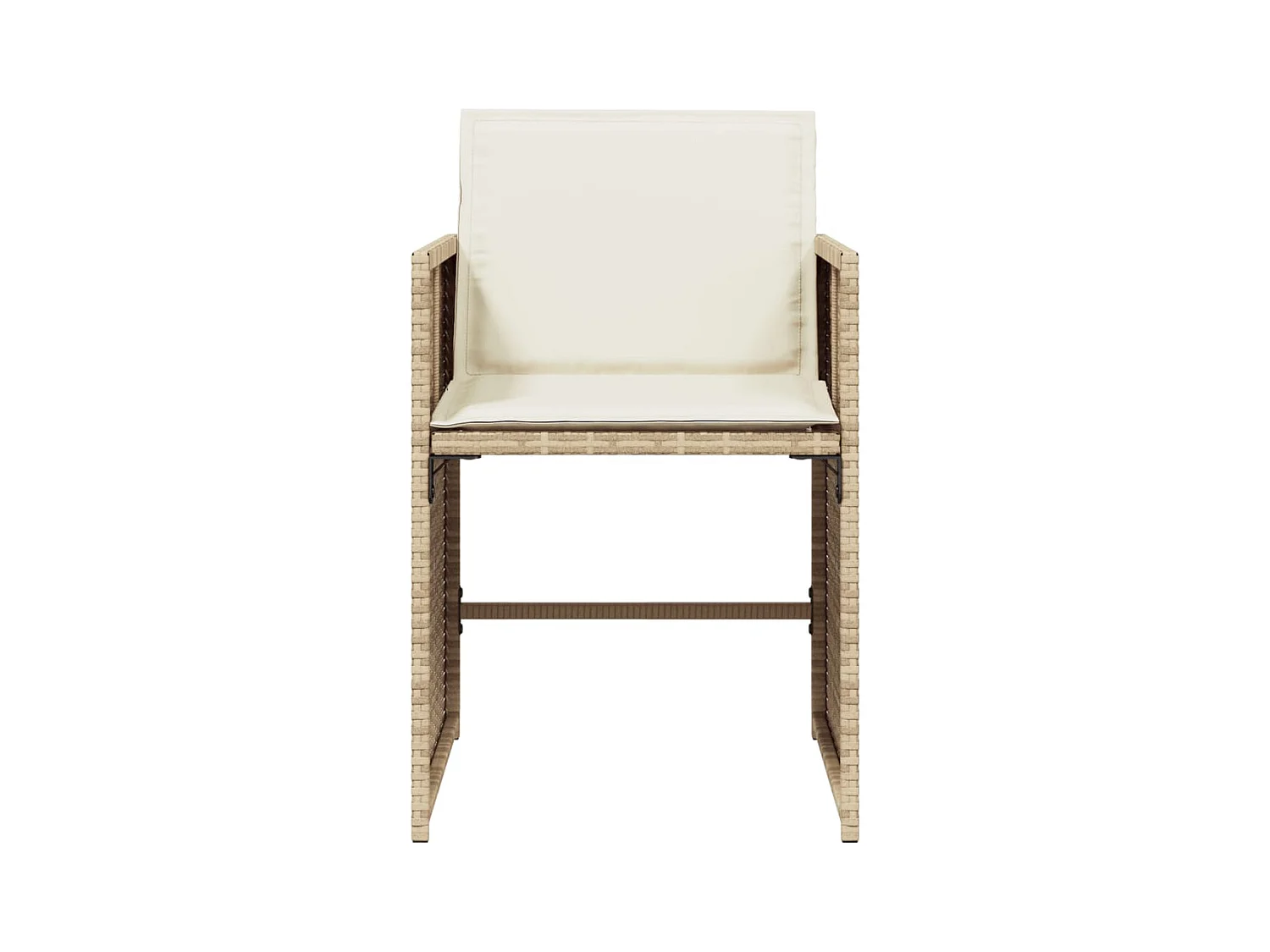Sedie da giardino con cuscini, set da 4, beige, resina intrecciata