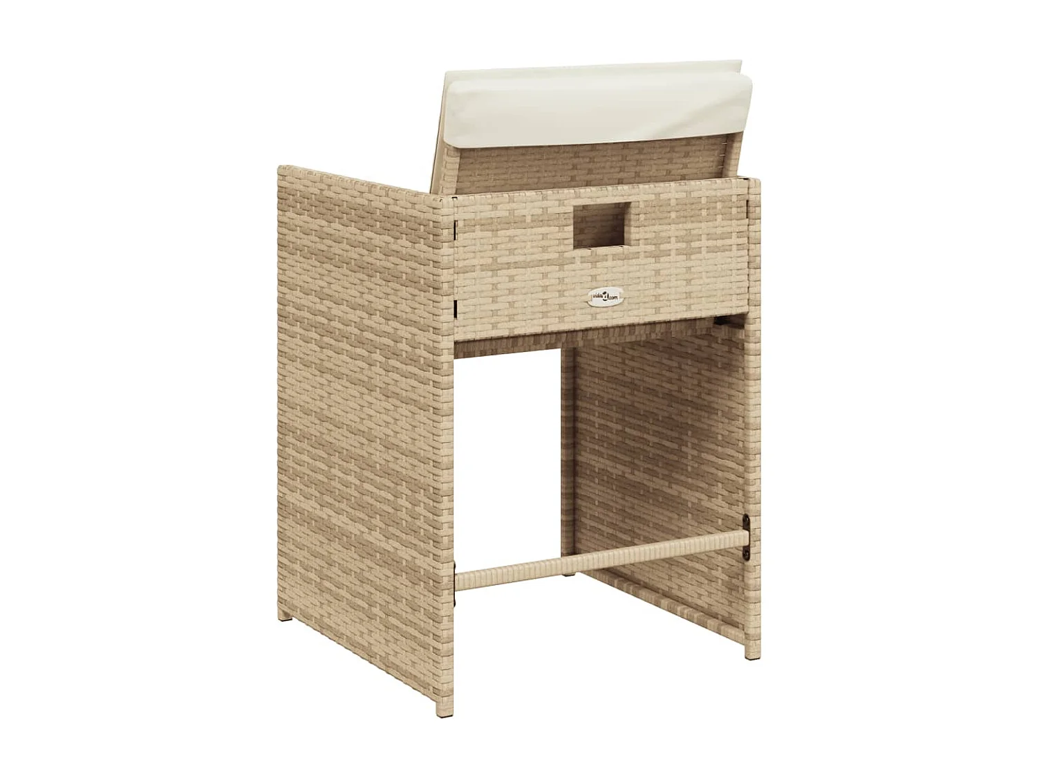 Sedie da giardino con cuscini, set da 4, beige, resina intrecciata