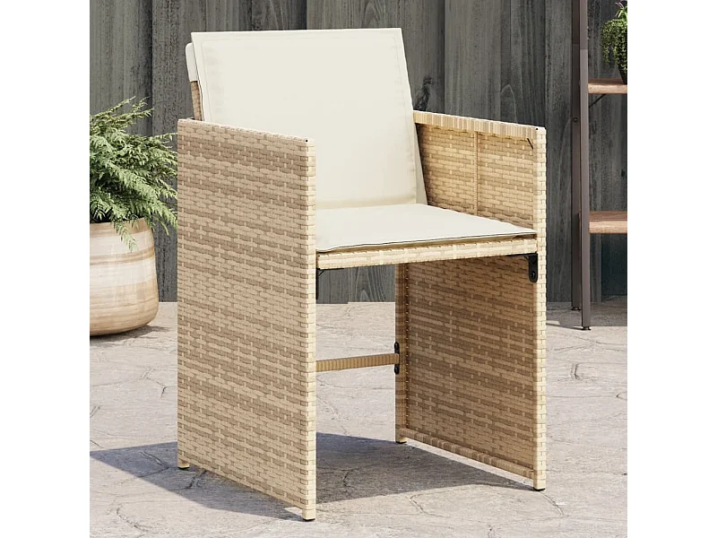 Chaises de jardin avec coussins lot de 4 beige résine tressée