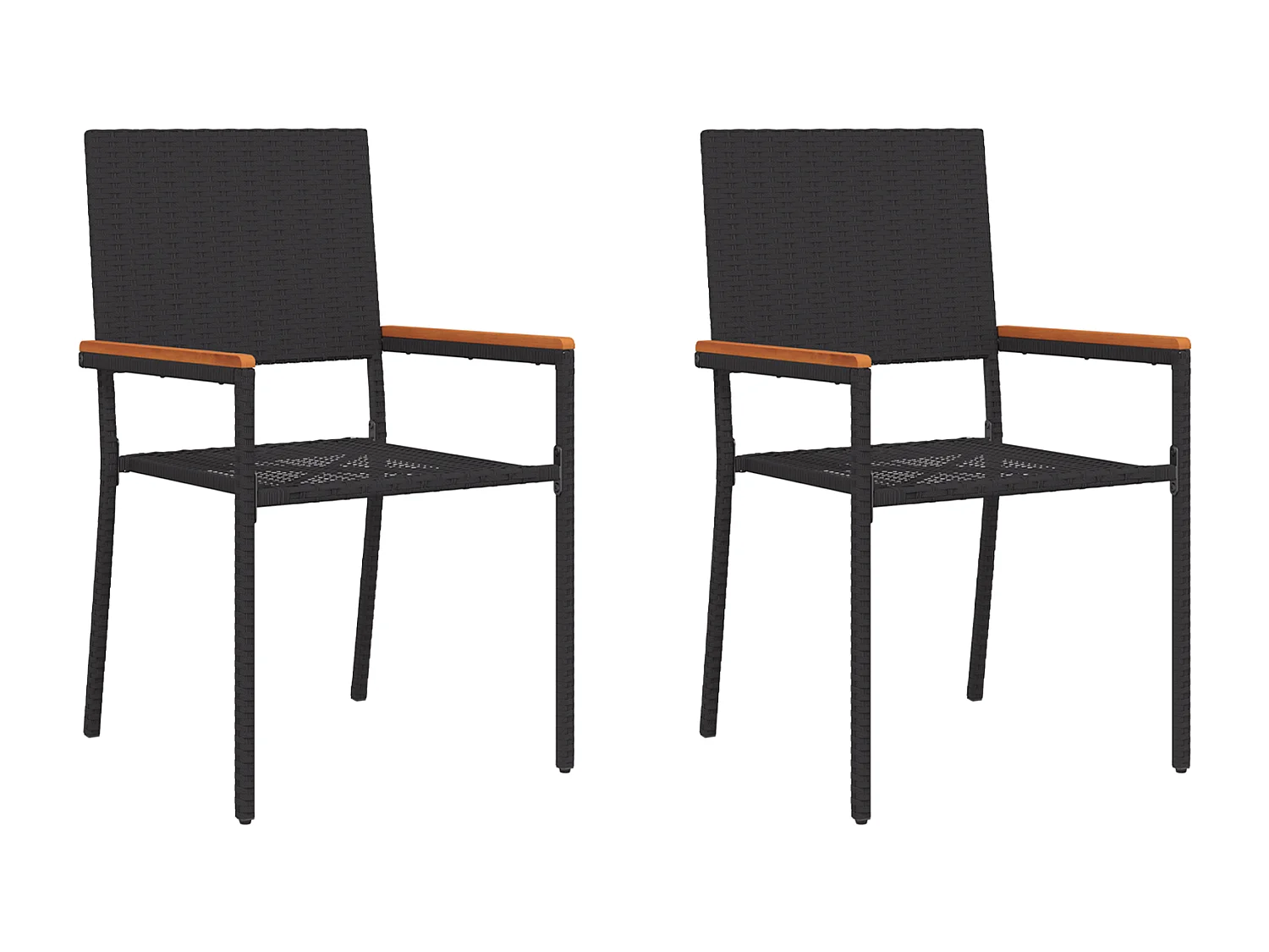 Chaises de jardin empilables - Lot de 2 en poly rotin noir