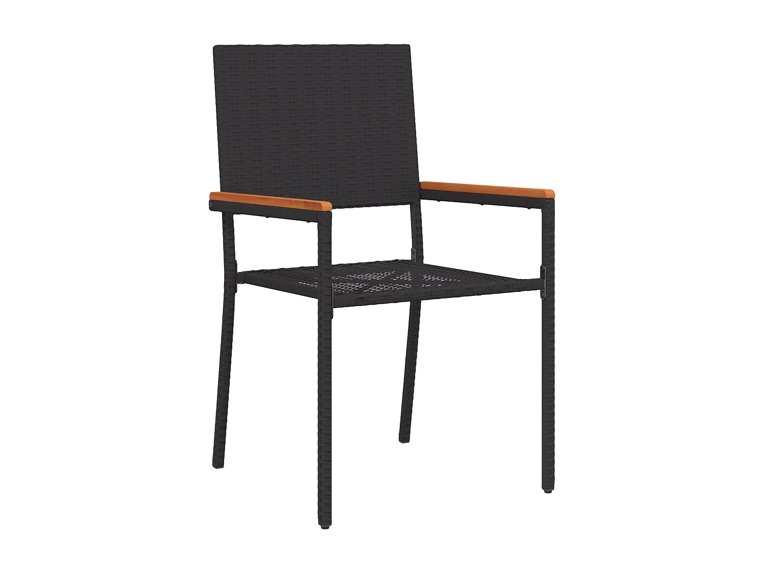 Chaises de jardin empilables - Lot de 2 en poly rotin noir