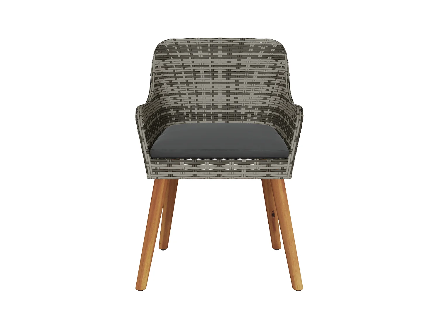 Chaises de jardin avec coussins 2 pcs Gris Poly Rattan