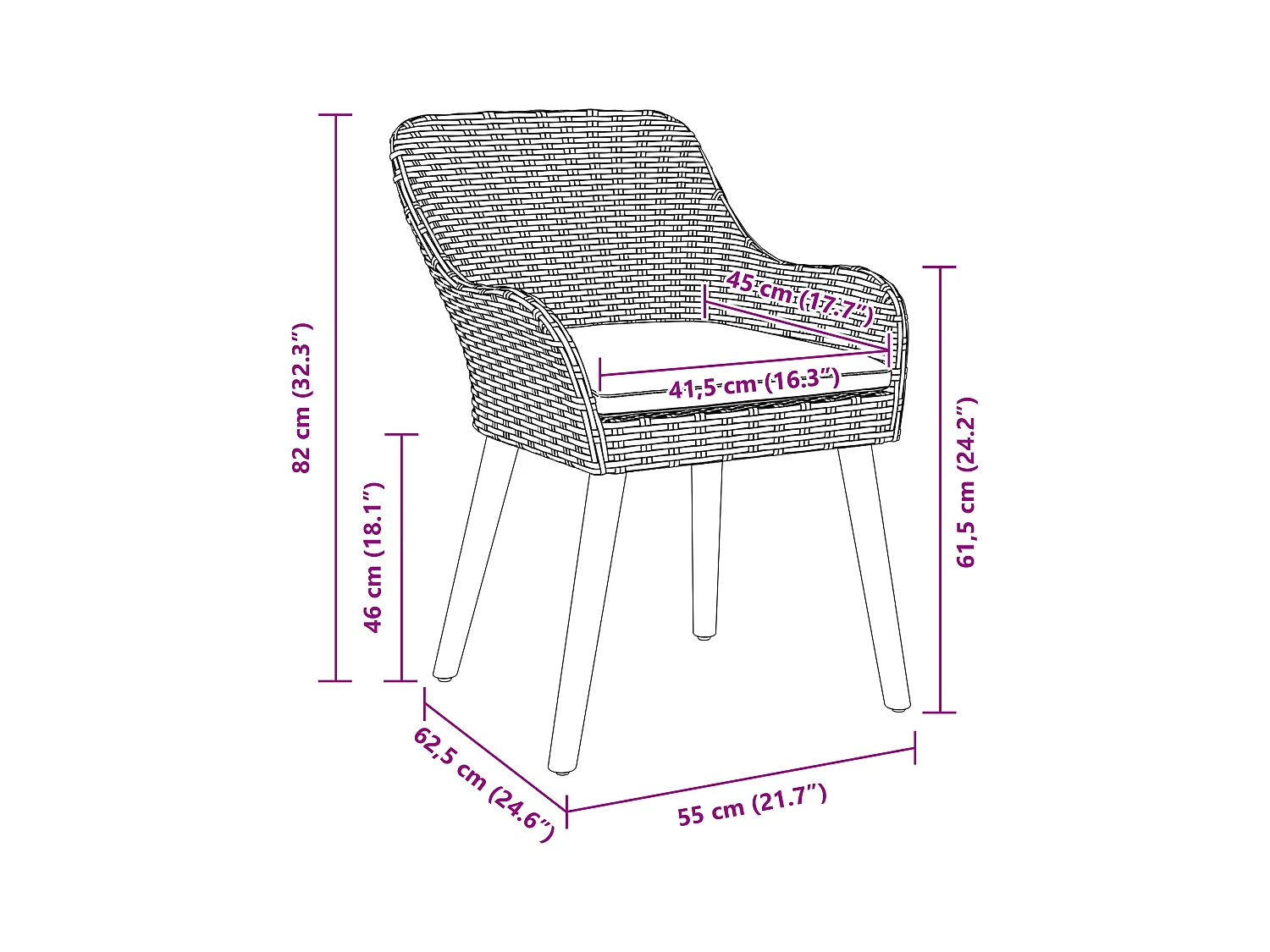 Chaises de jardin avec coussins 2 pcs Gris Poly Rattan