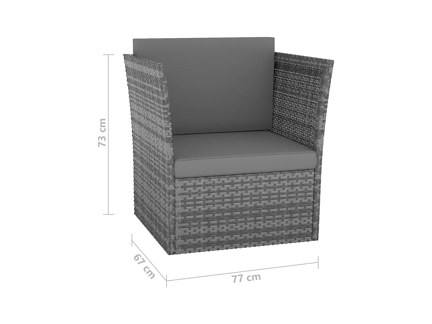 Silla de jardín con taburete de resina tejida antracita