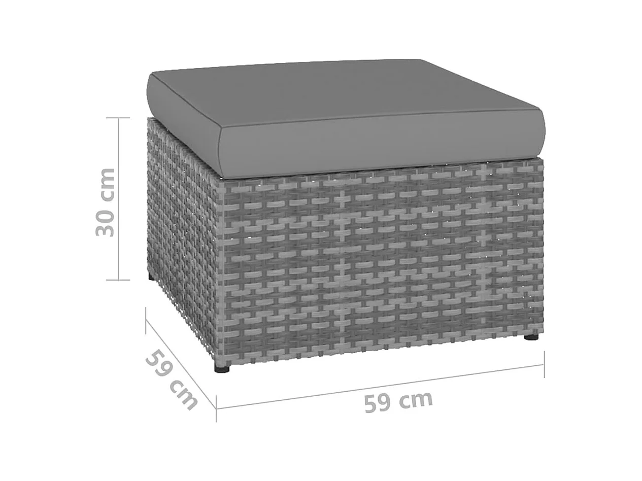 Silla de jardín con taburete de resina tejida antracita