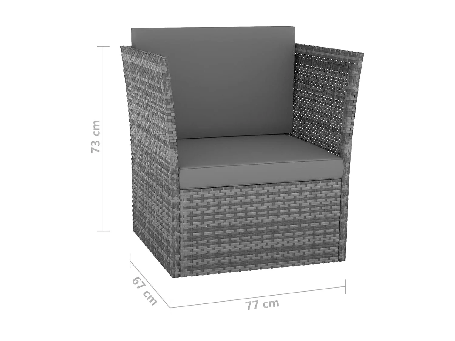 Silla de jardín con taburete de resina tejida antracita