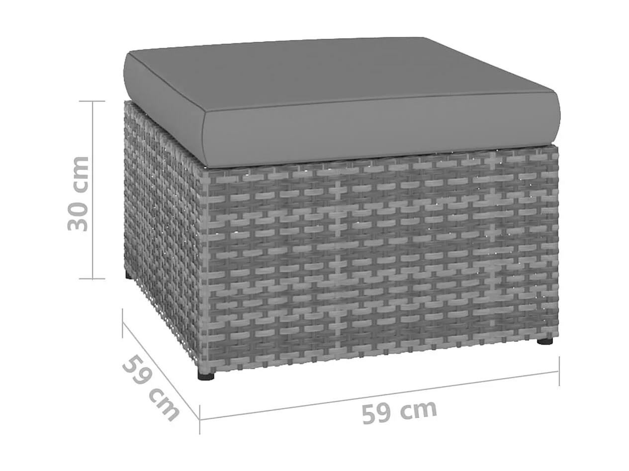Silla de jardín con taburete de resina tejida antracita