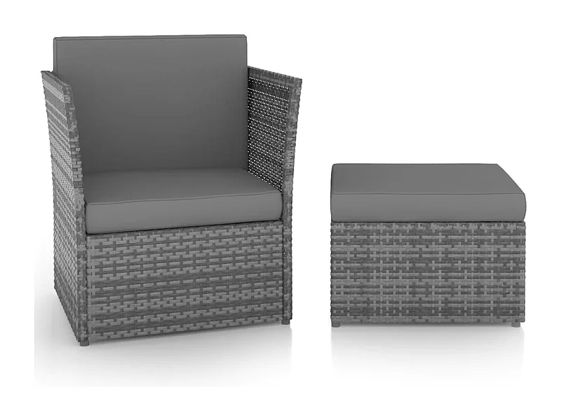 Chaise de jardin avec tabouret Résine tressée Anthracite