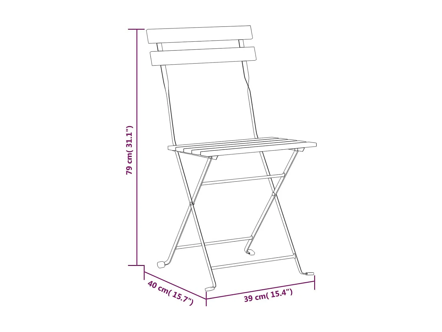 Chaises pliables de jardin lot de 8 Acier bois d'acacia massif