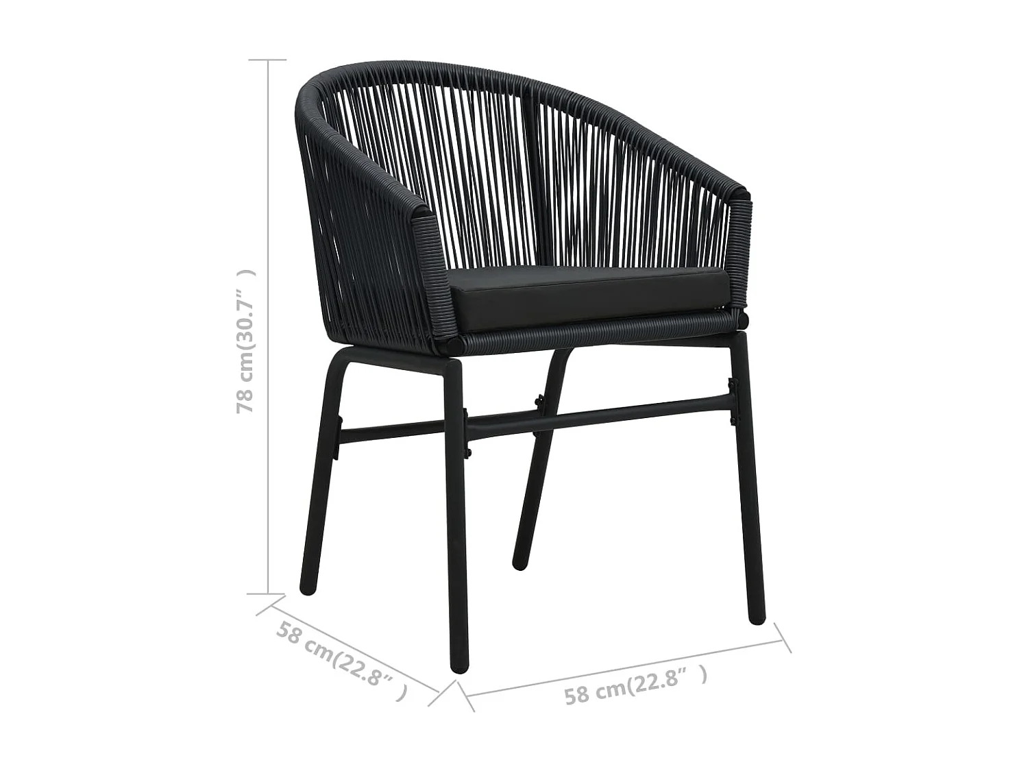 Tuinstoelen set van 2 Zwart PE rotan