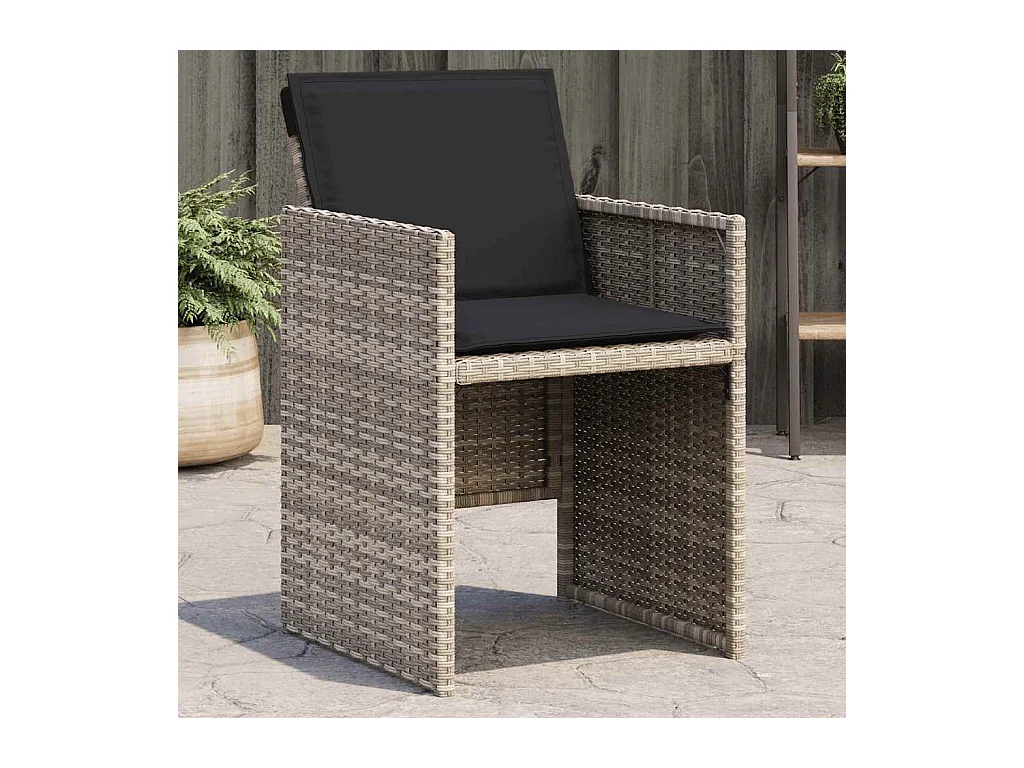 Tuinstoelen met kussens set van 4 lichtgrijs polyrotan