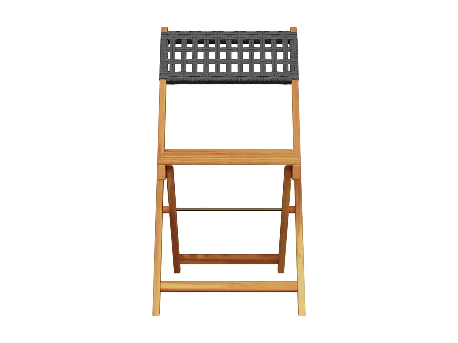 Set di 4 sedie pieghevoli da giardino in polyrattan nero e legno massello