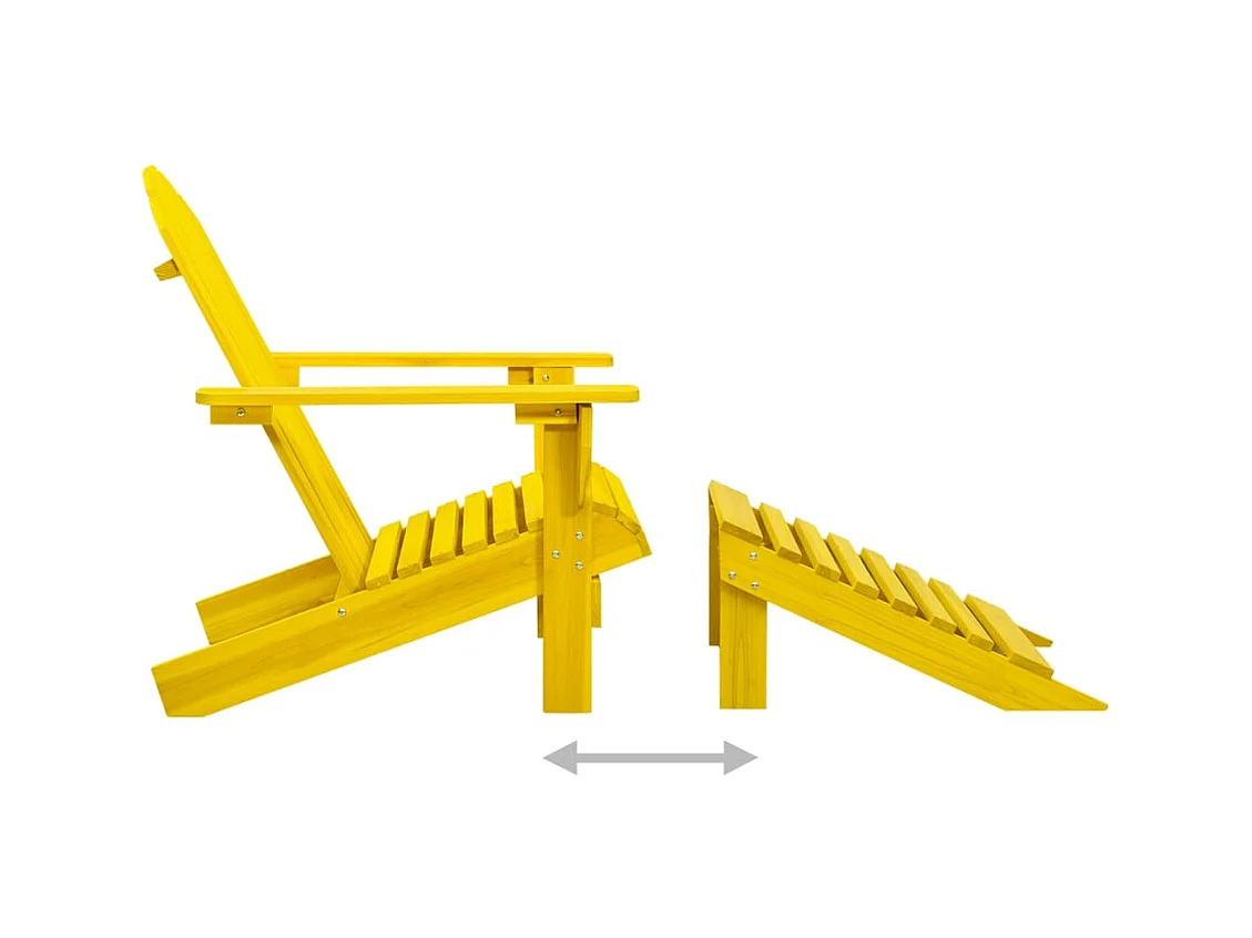 Sedia da giardino Adirondack con pouf in legno di abete giallo