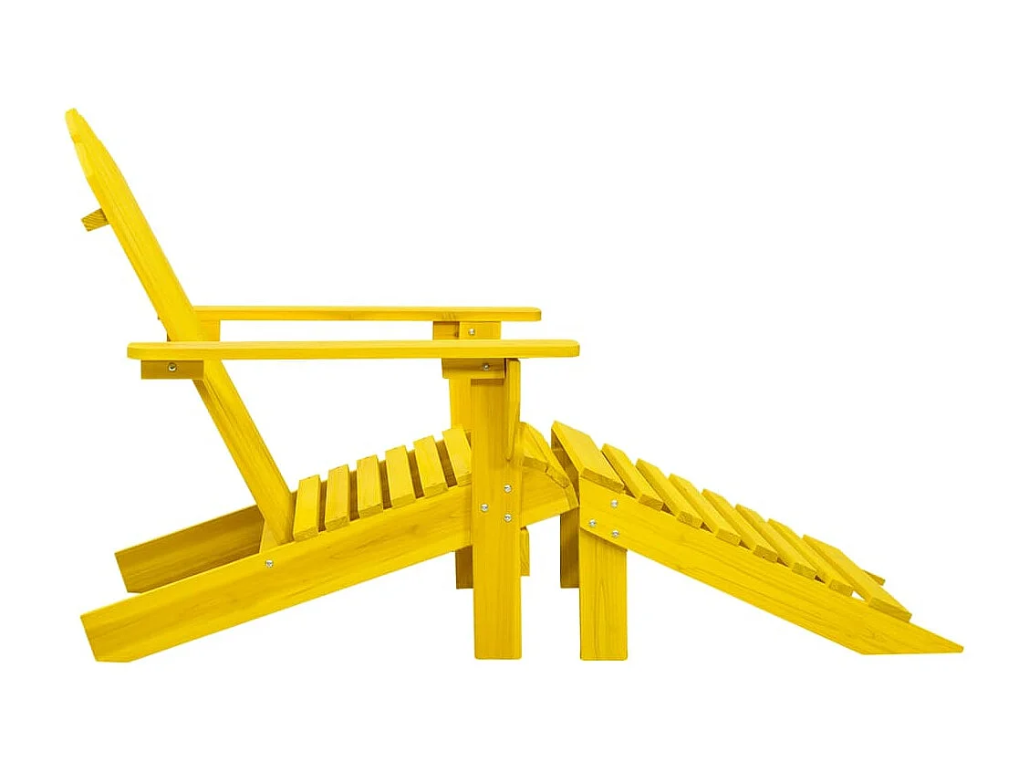 Chaise de jardin Adirondack avec pouf bois de sapin jaune