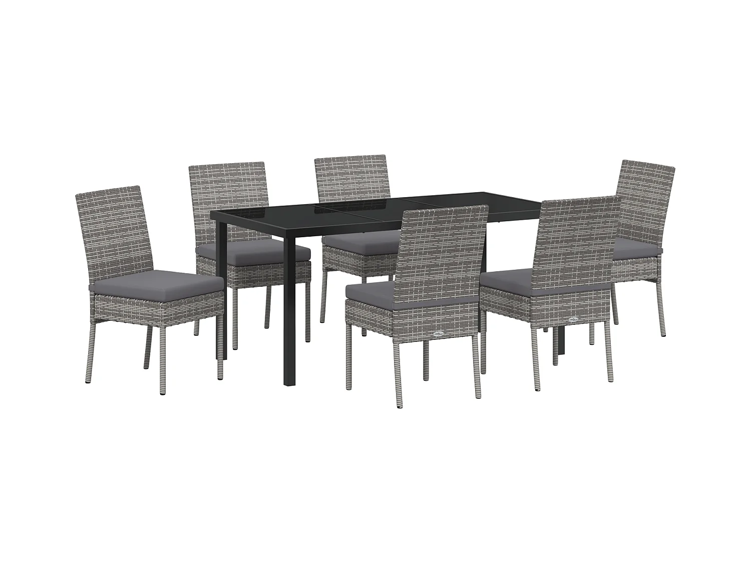 Set van 7 grijze polyrotan tuinstoelen