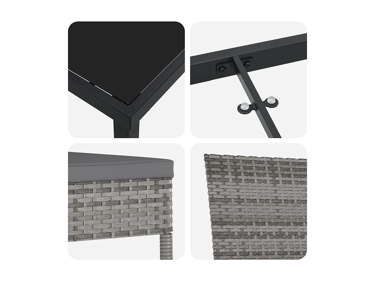 Set van 7 grijze polyrotan tuinstoelen