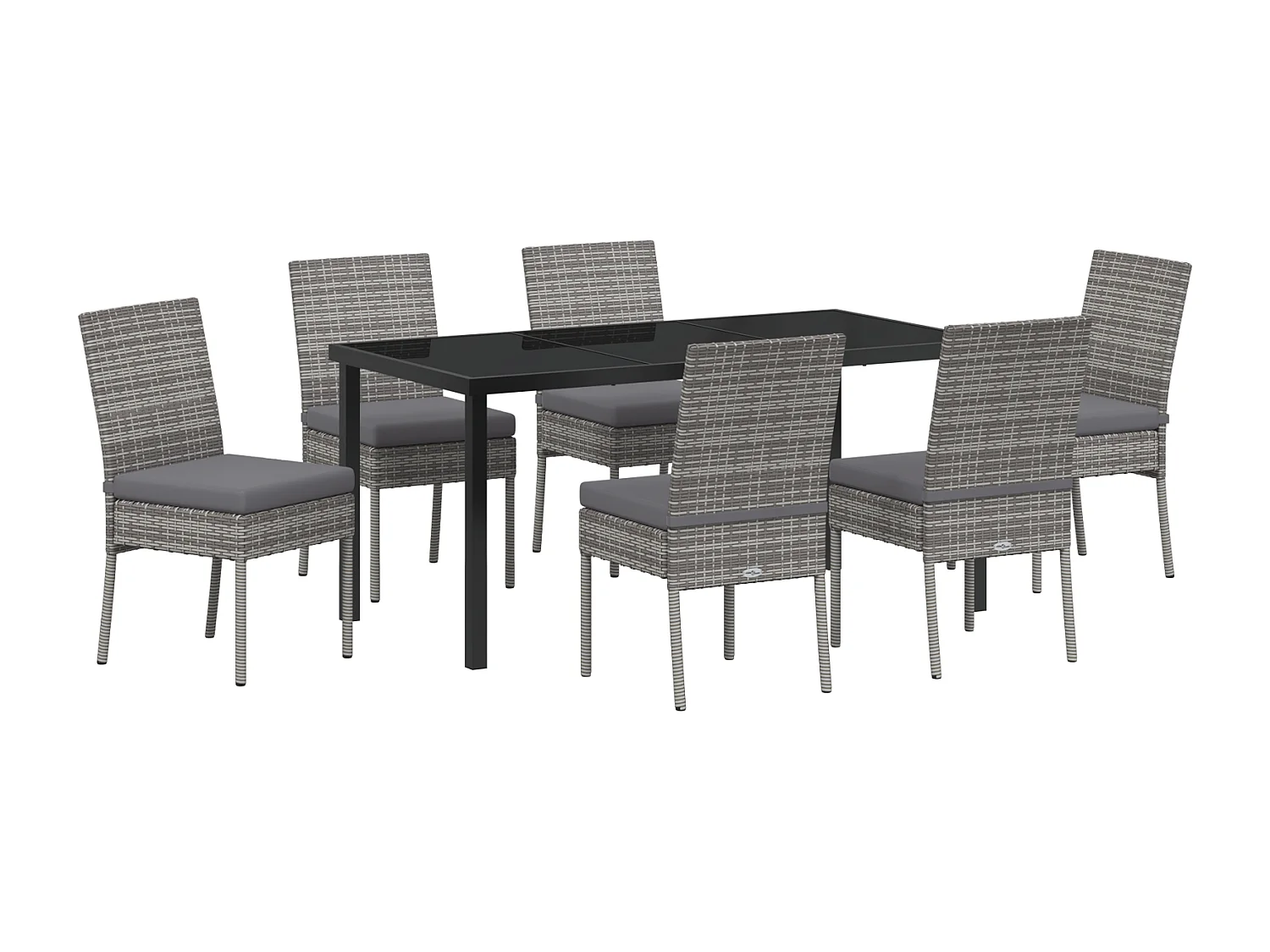 Ensemble de 7 chaises de jardin gris polyrattan