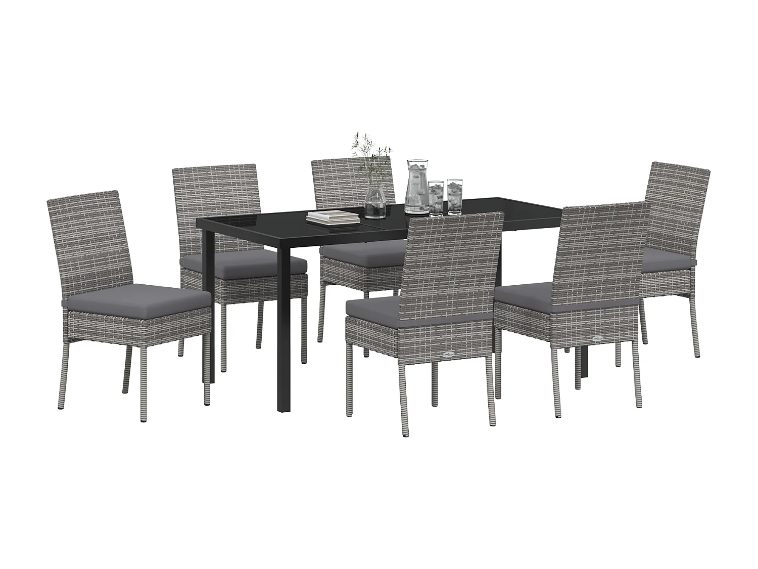 Ensemble de 7 chaises de jardin gris polyrattan