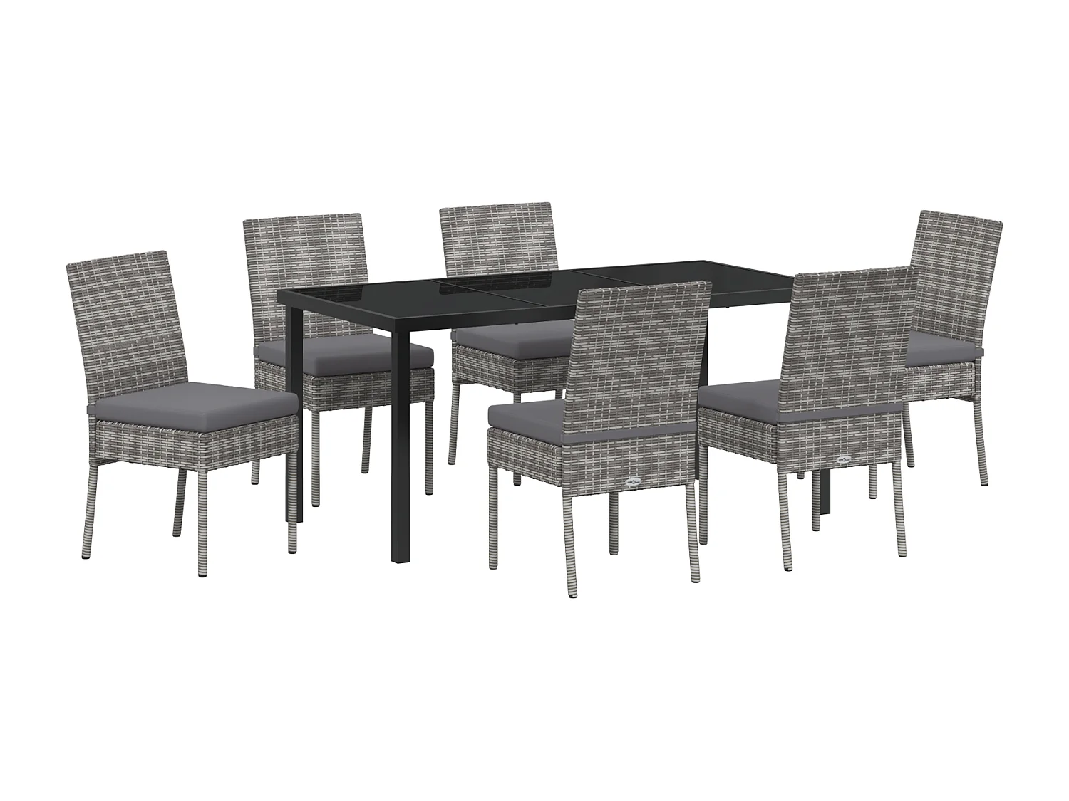 Ensemble de 7 chaises de jardin gris polyrattan
