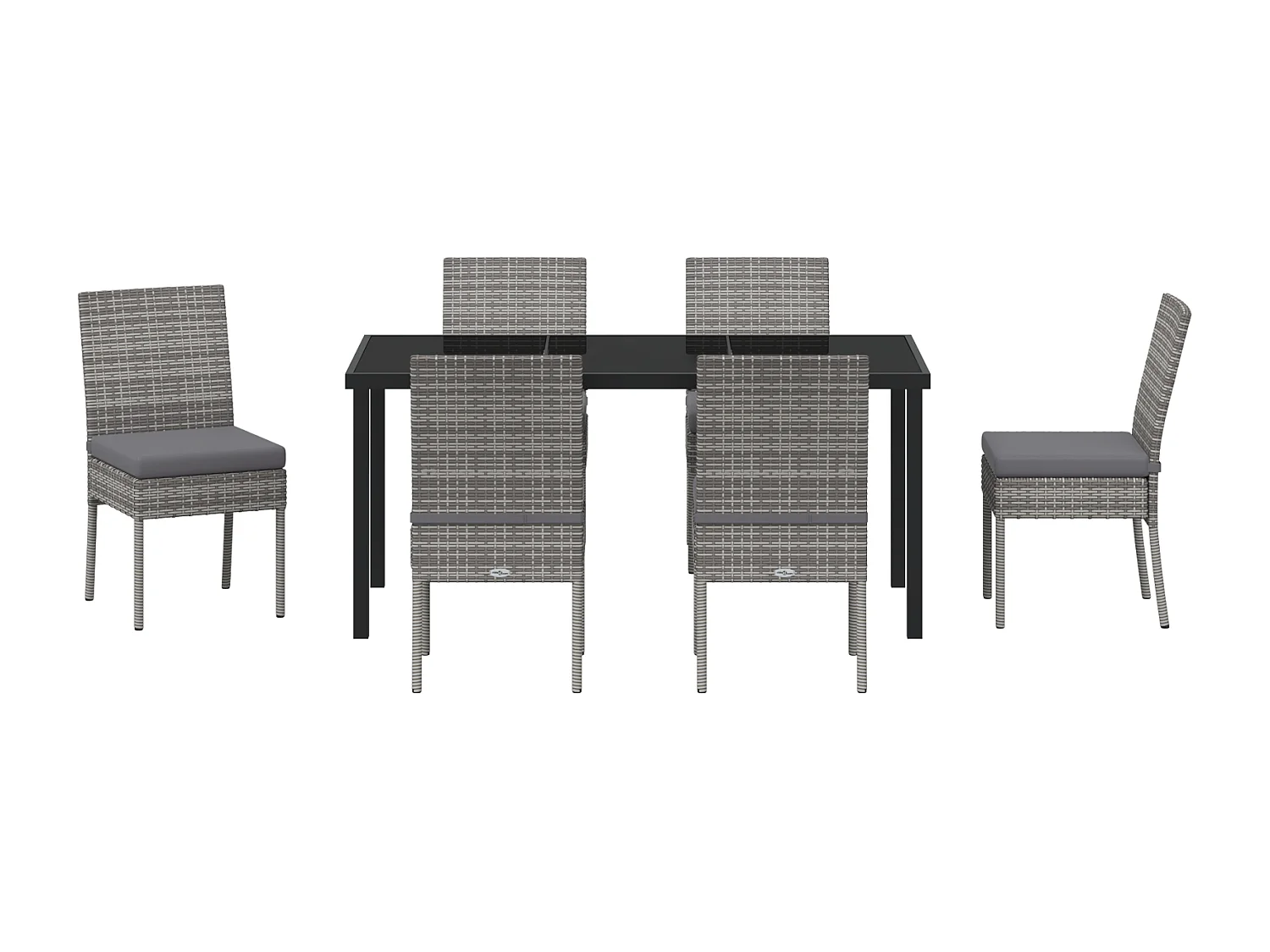 Ensemble de 7 chaises de jardin gris polyrattan