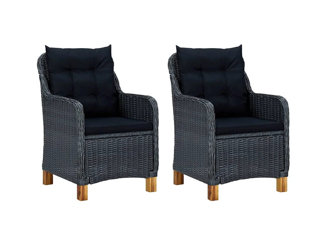 Chaises de jardin avec coussins lot de 2 Résine tressée