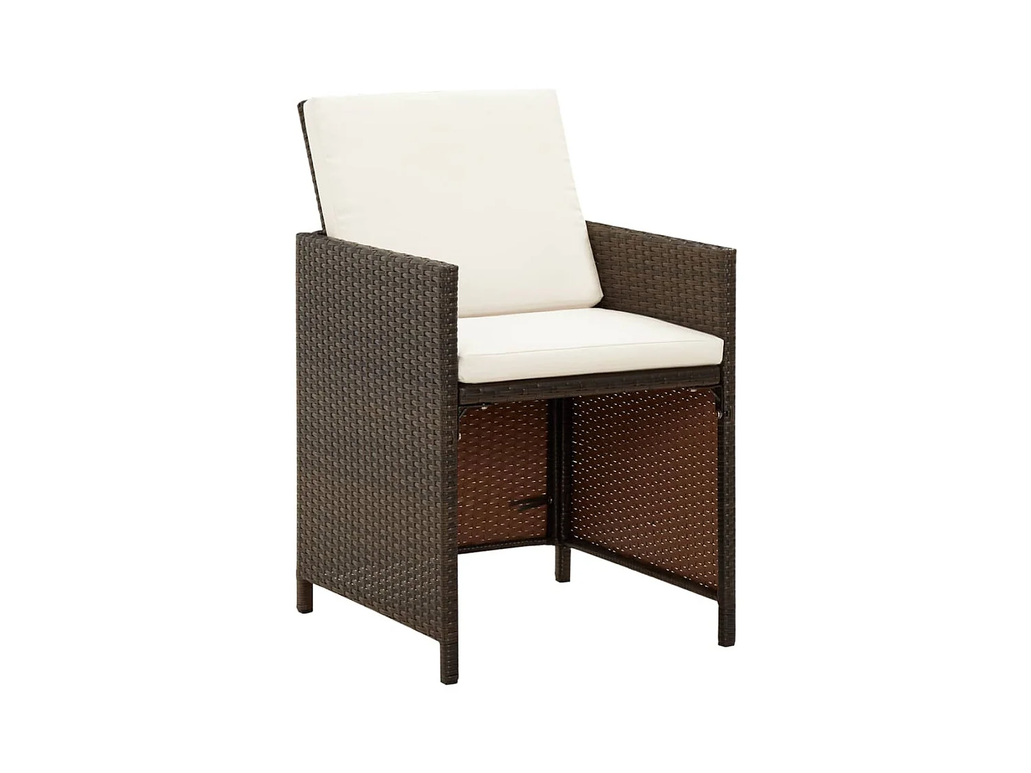 Tuinstoelen met kussens set van 4 Bruin gevlochten hars